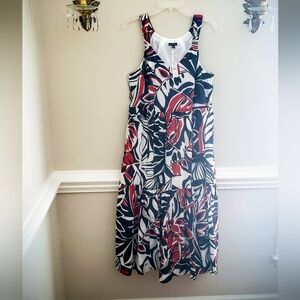 Talbots Navy and Red Patterned Maxi Dress